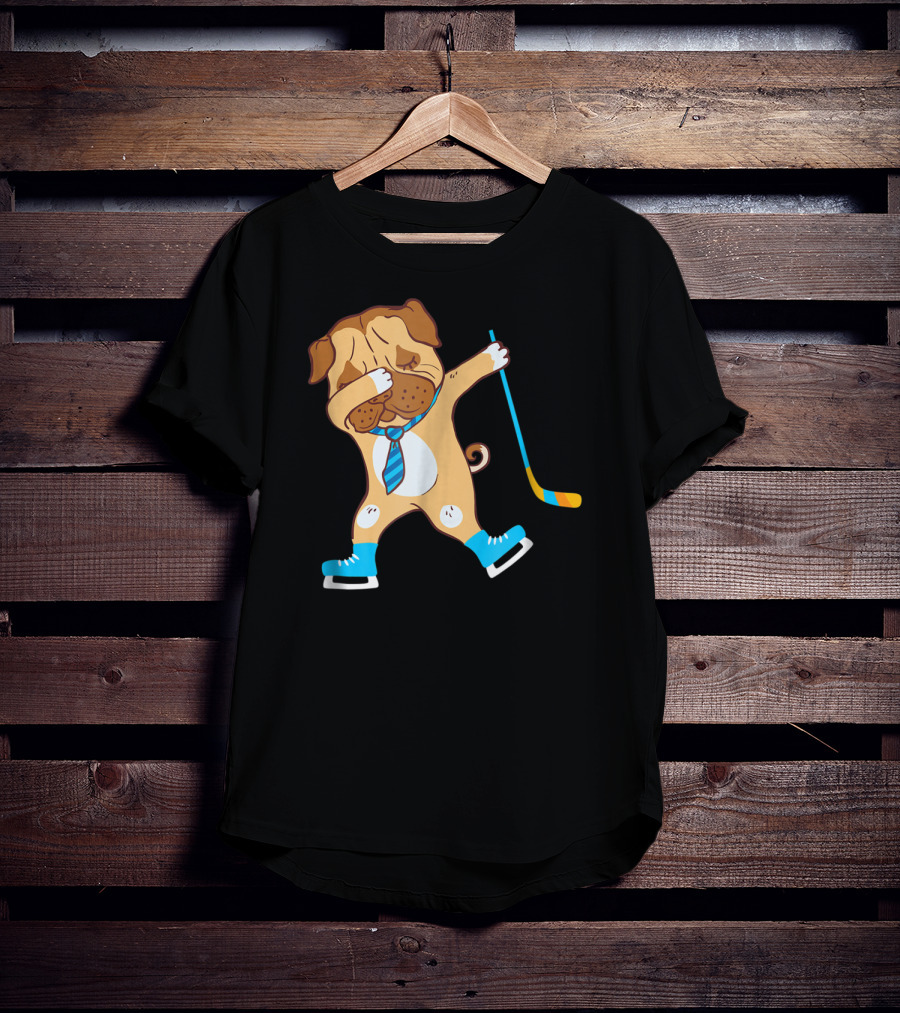 Dabbing Ice Hockey Dog Best Dad Ever Boys T-Shirt