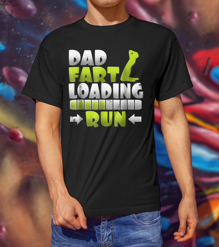 Dad Fart Loading Run Progress Bar Silhouette Arrows T-Shirt