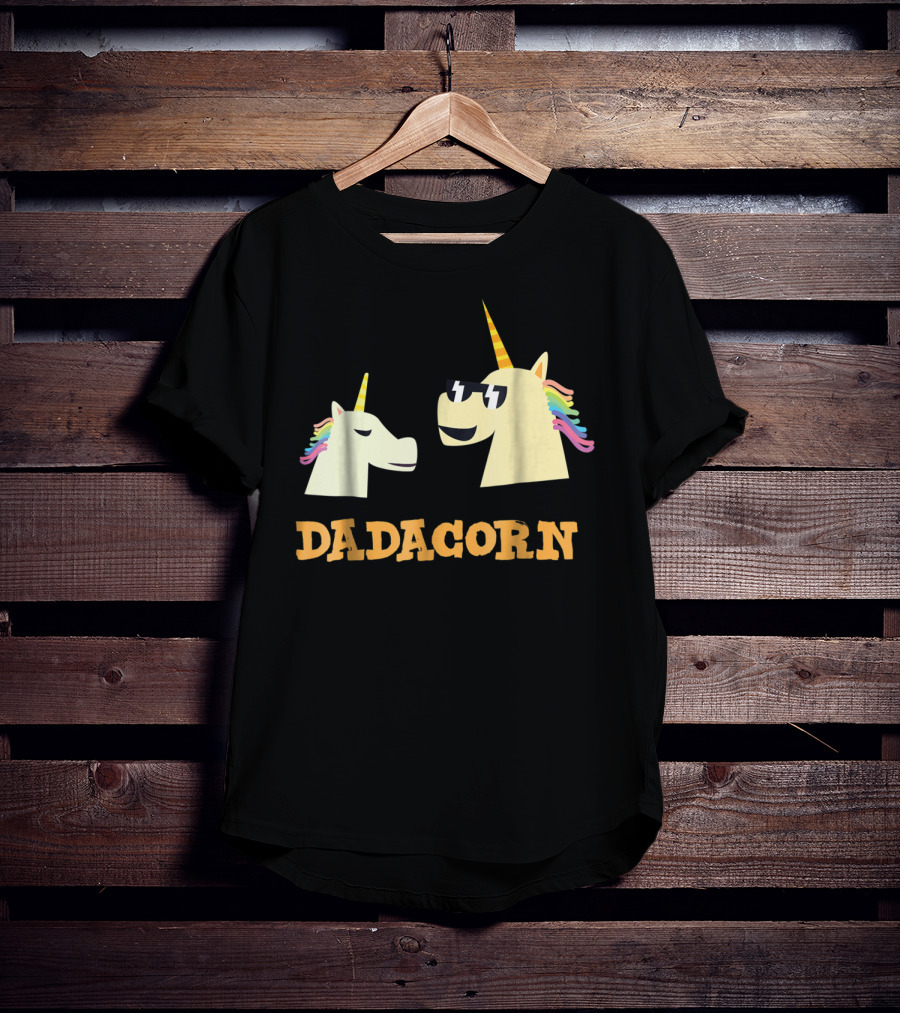Dadacorn Cool Dad Unicorn With Sunglasses And Rainbow Mane T-Shirt