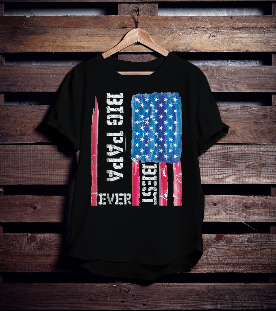 Best Big Papa Ever Distressed American Flag T-Shirt