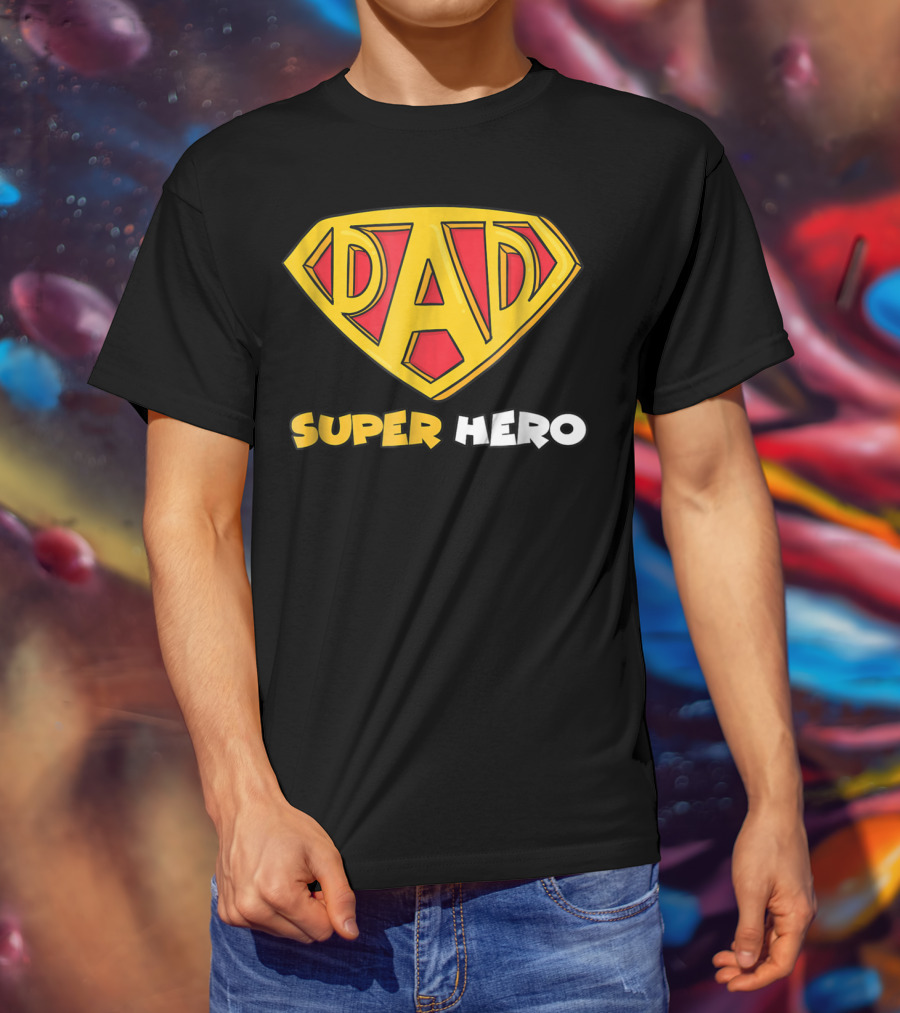 DAD Superhero Iconic Symbol Bold Text Superman T-Shirt