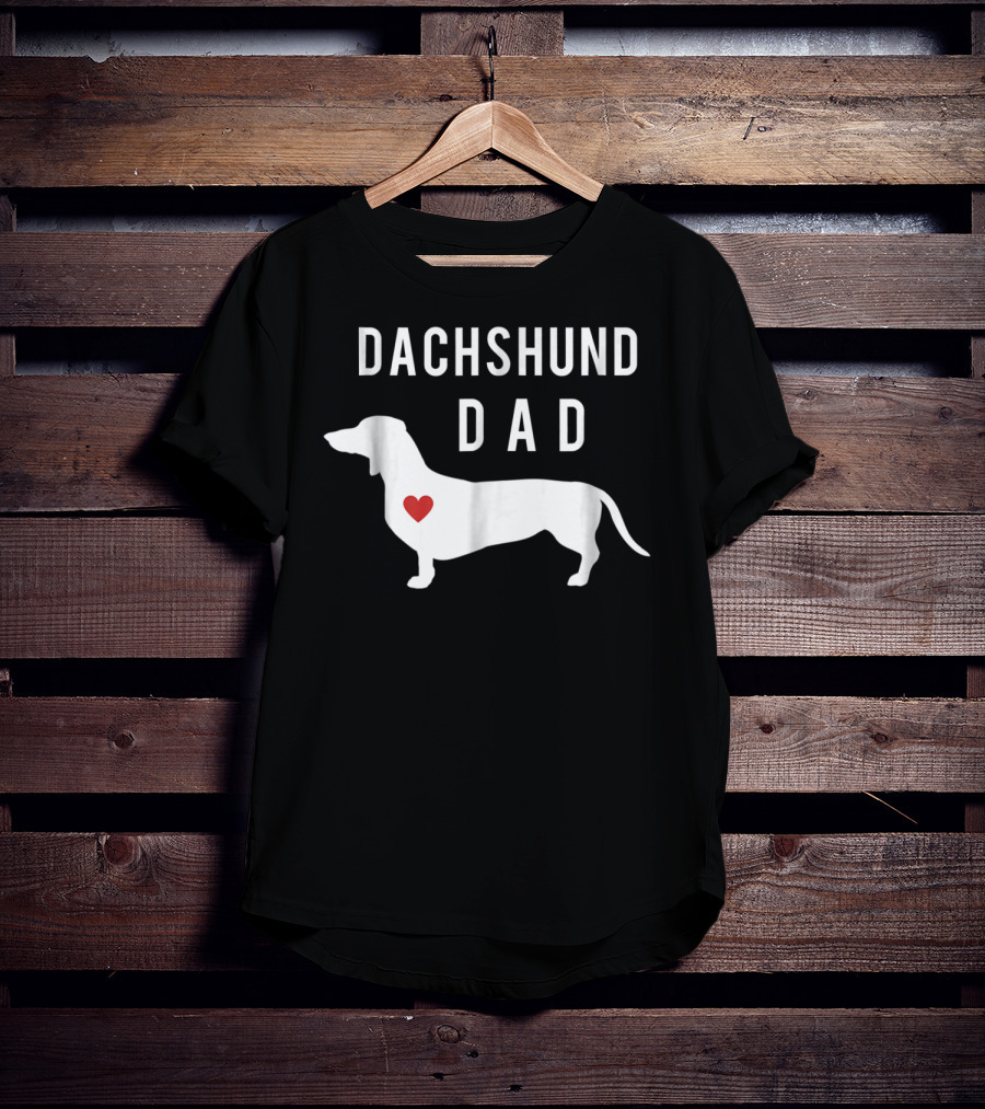 Dachshund Dad Doxie Lover With Dachshund And Heart T-Shirt