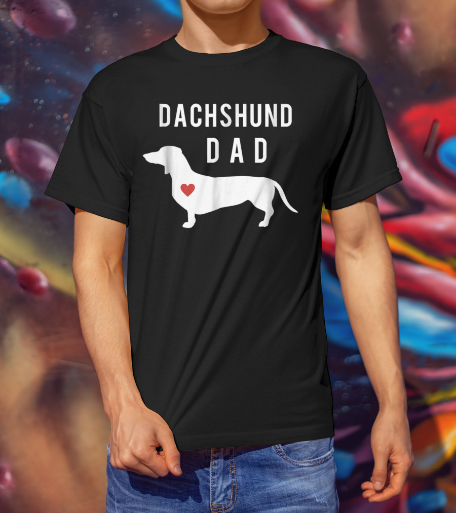Dachshund Dad Doxie Lover With Dachshund And Heart T-Shirt