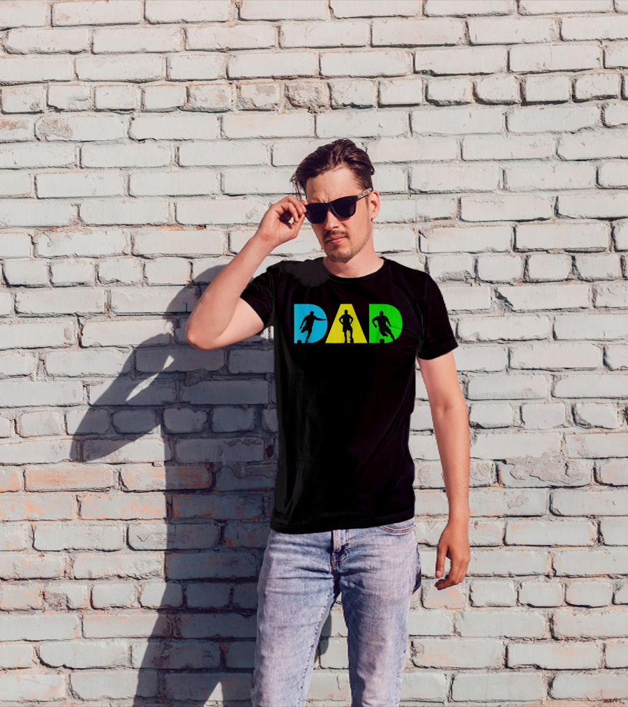 Dad Silhouettes Soccer Graphic For New Father Funny Dad Soccer T-Shirt