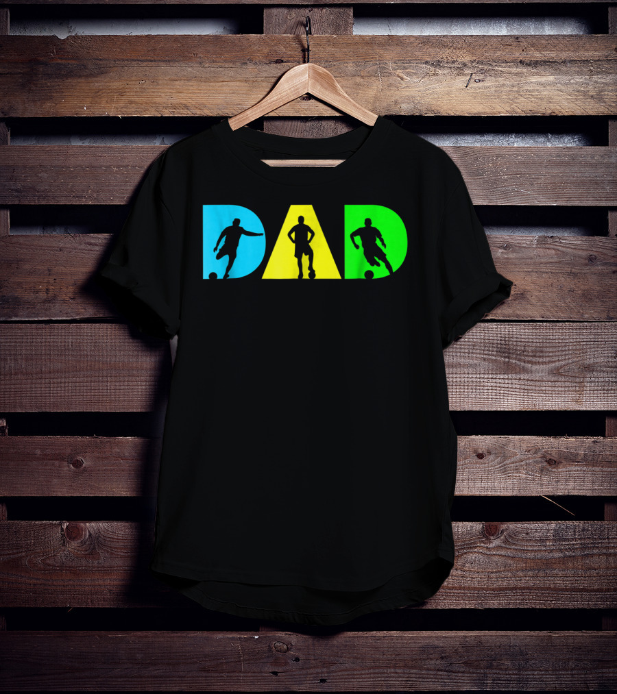 Dad Silhouettes Soccer Graphic For New Father Funny Dad Soccer T-Shirt