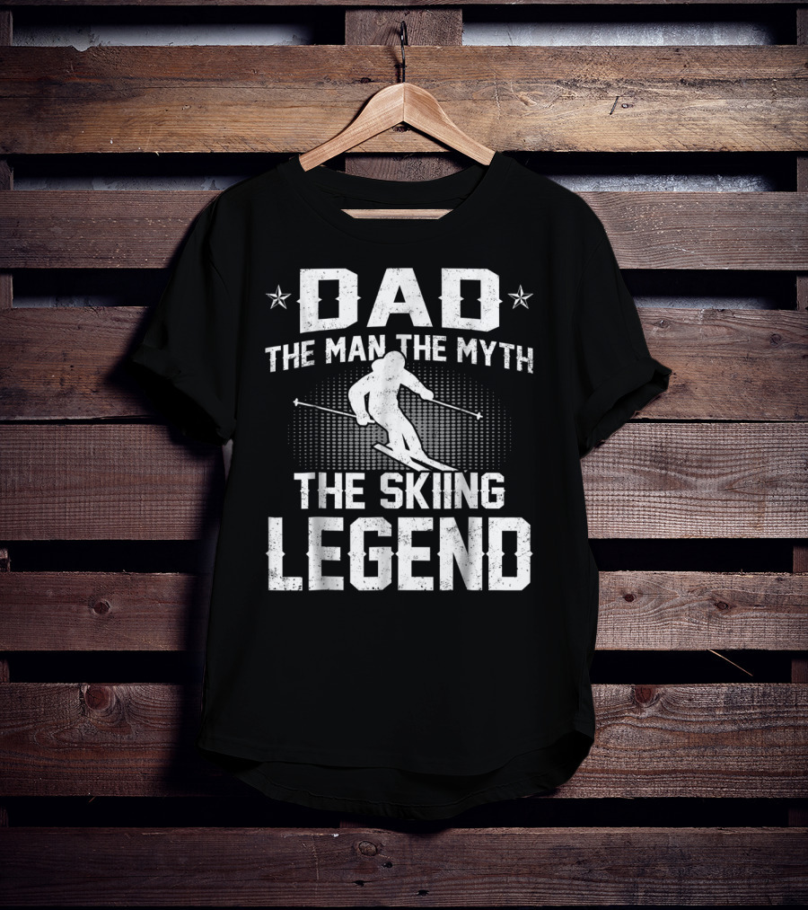 Dad The Man The Myth The Skiing Legend Ski Motif With Stars T-Shirt