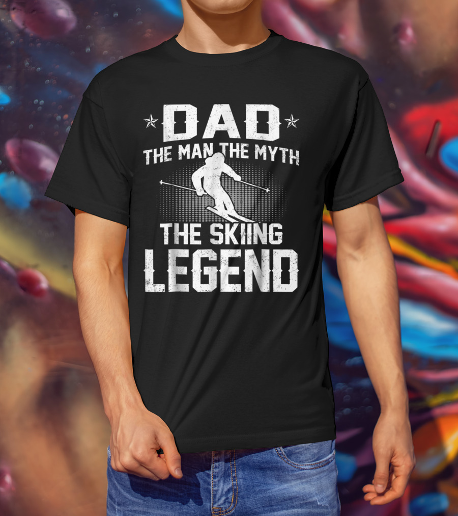 Dad The Man The Myth The Skiing Legend Ski Motif With Stars T-Shirt