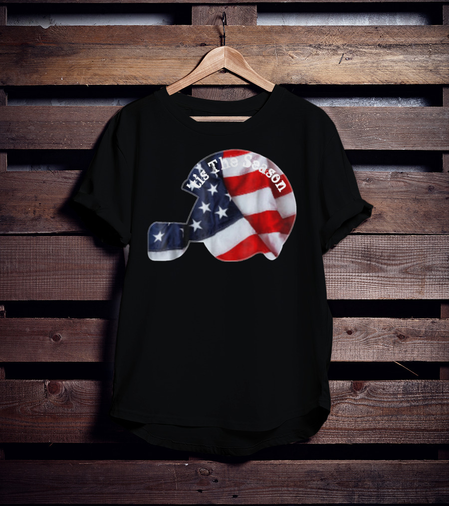 Tis The Season American Football Helmet With Flag Design Sports Fan T-Shirt