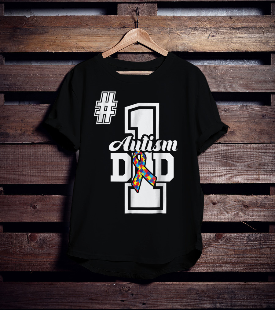 1 Autism Dad Autism Awareness Puzzle T-Shirt