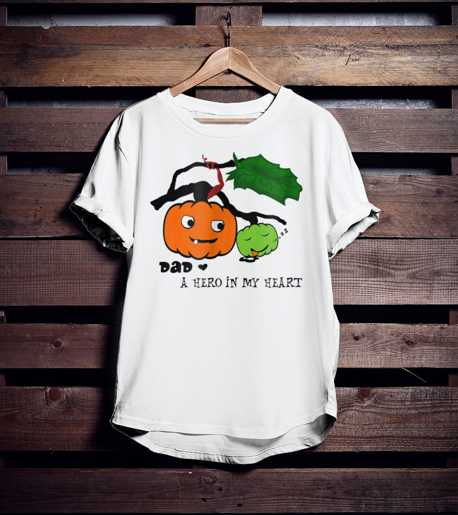 Dad A Hero In My Heart Pumpkin Halloween T-Shirt
