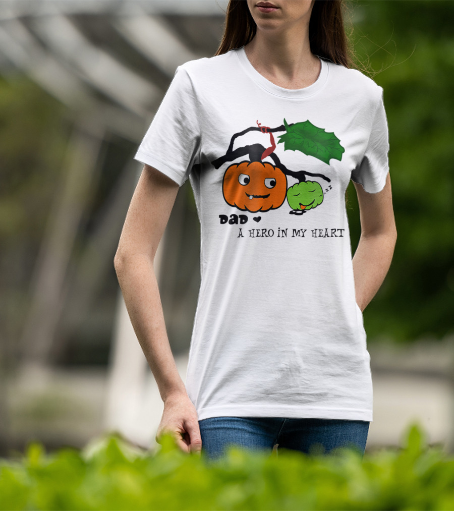 Dad A Hero In My Heart Pumpkin Halloween T-Shirt