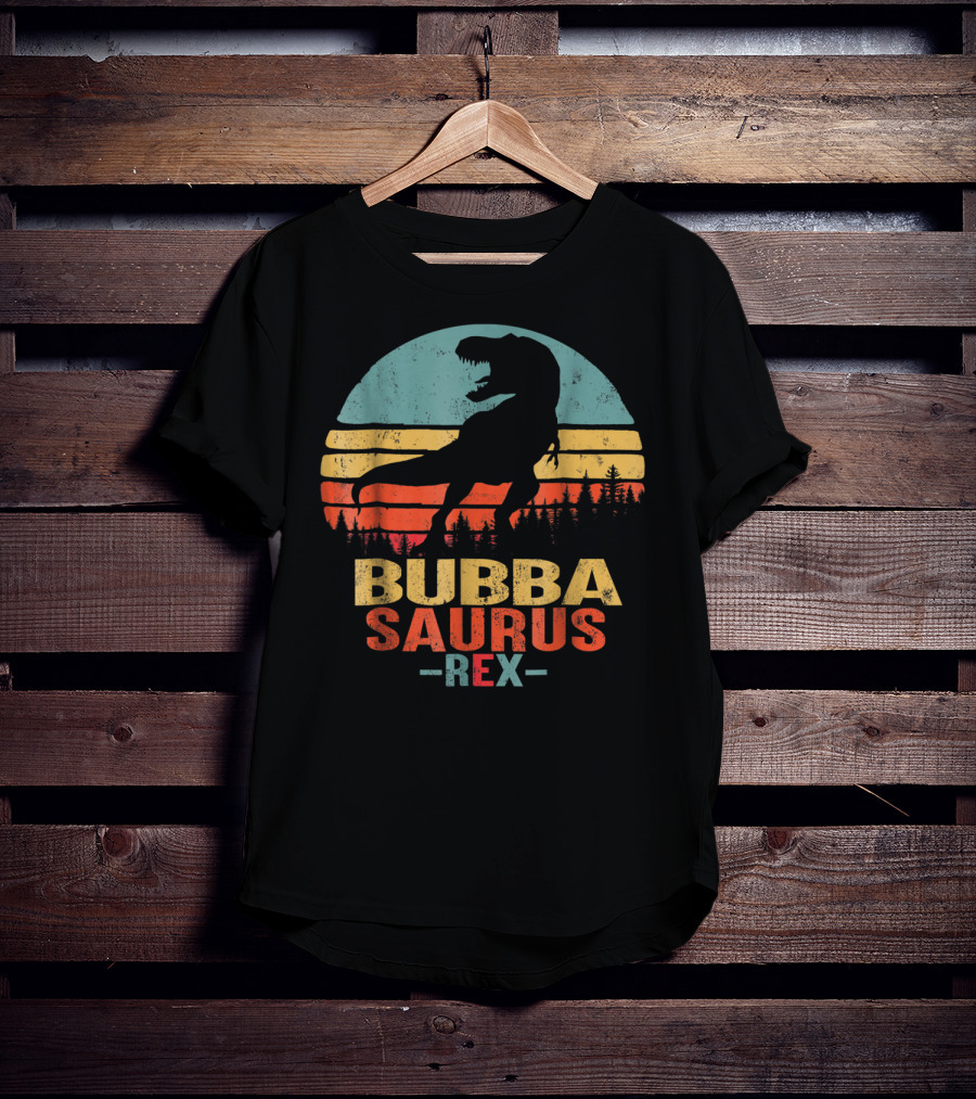 Bubbasaurus Rex Dinosaur Silhouette Retro Sunset T-Shirt