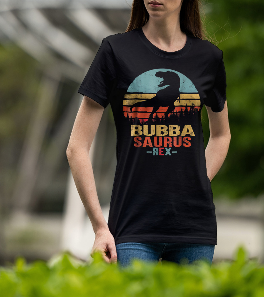 Bubbasaurus Rex Dinosaur Silhouette Retro Sunset T-Shirt