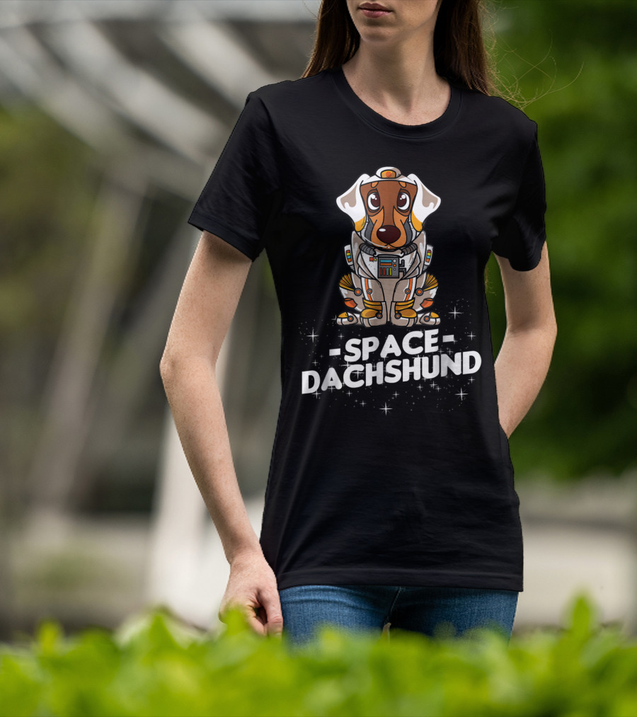 Space Dachshund In Christmas Suit T-Shirt