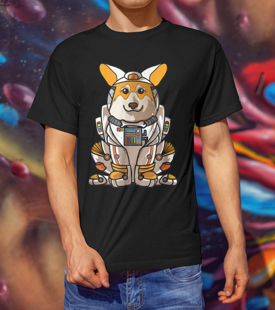 Christmas Space Welsh Corgi Astronaut Suit Dog T-Shirt