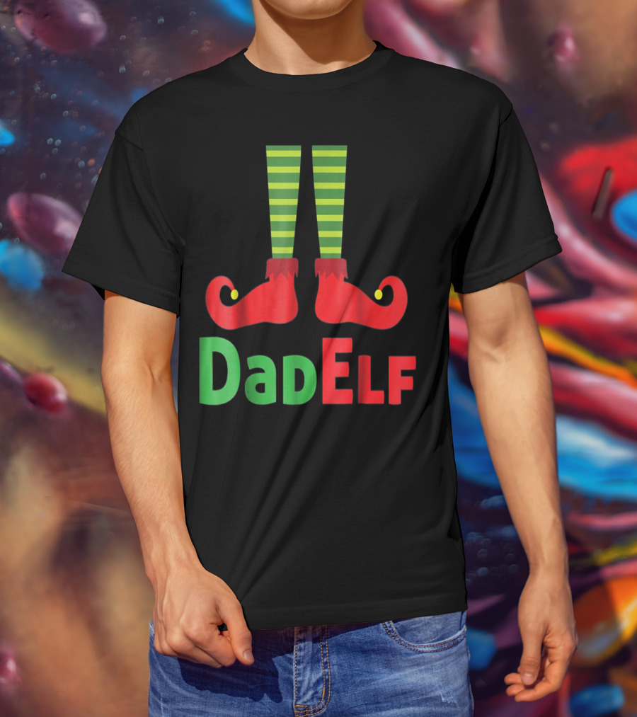 Dad Elf Christmas Family Matching Pajama Party T-Shirt