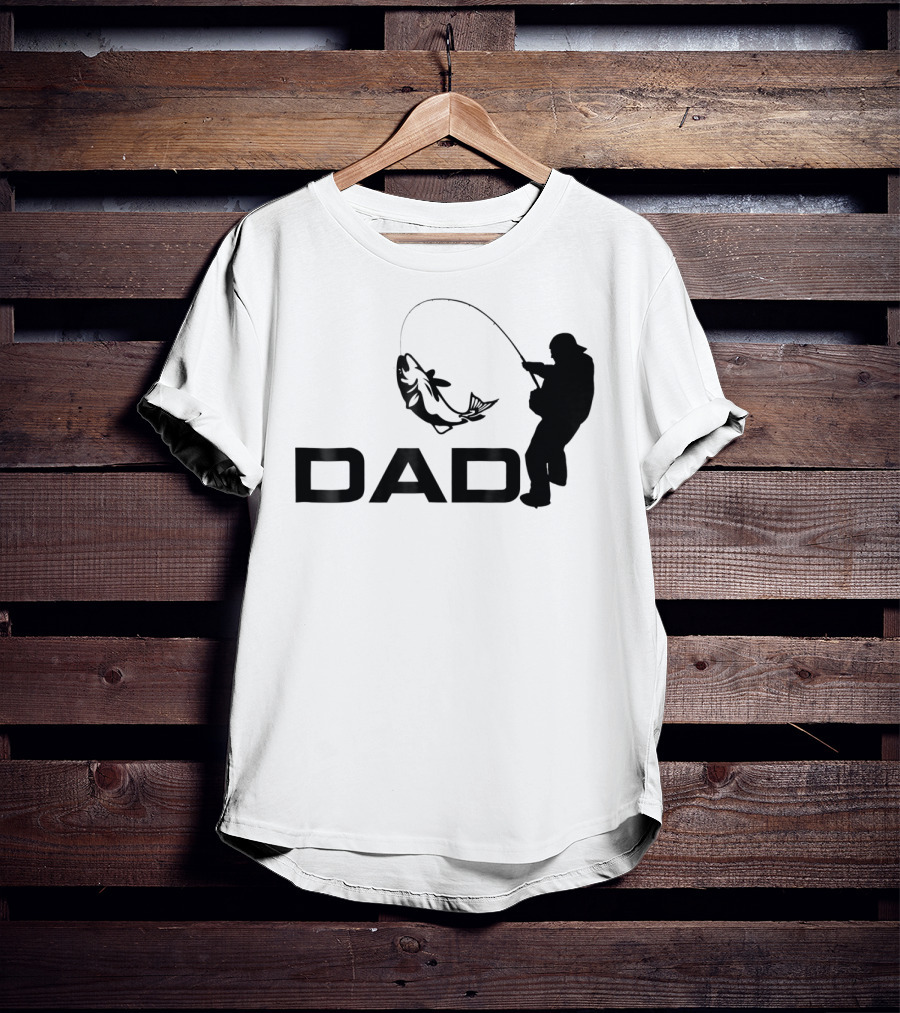 Dad Fishing Fisherman Silhouette Catching Fish 031 T-Shirt