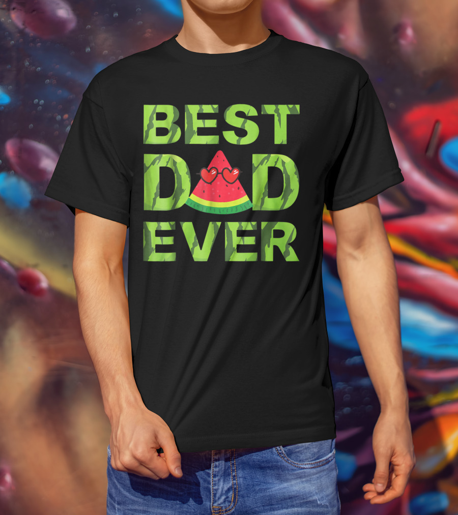 Best Dad Ever Watermelon Heart Eyes T-Shirt
