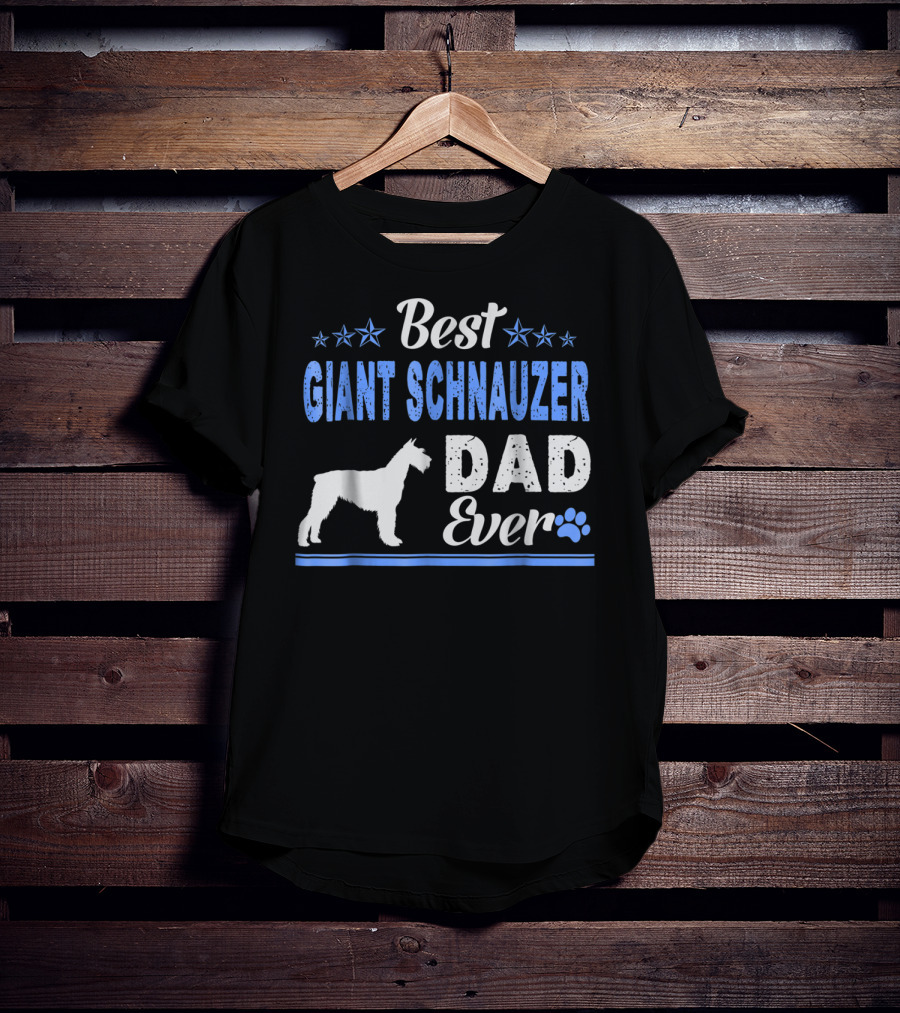 Best Giant Schnauzer Dad Ever Stars Blue Paw Prints T-Shirt