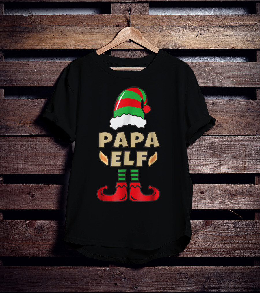 Papa Elf Christmas Elf Hat And Shoes T-Shirt