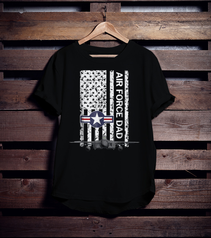 Air Force Dad Grunge Flag With F15 Jet And Star Emblem T-Shirt
