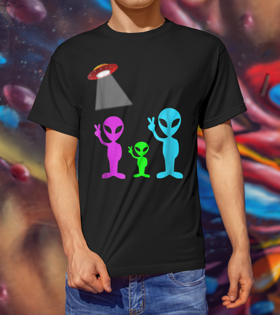 Alien Visitors Fun Space Science Wear Lt88 Peaceful Encounters T-Shirt