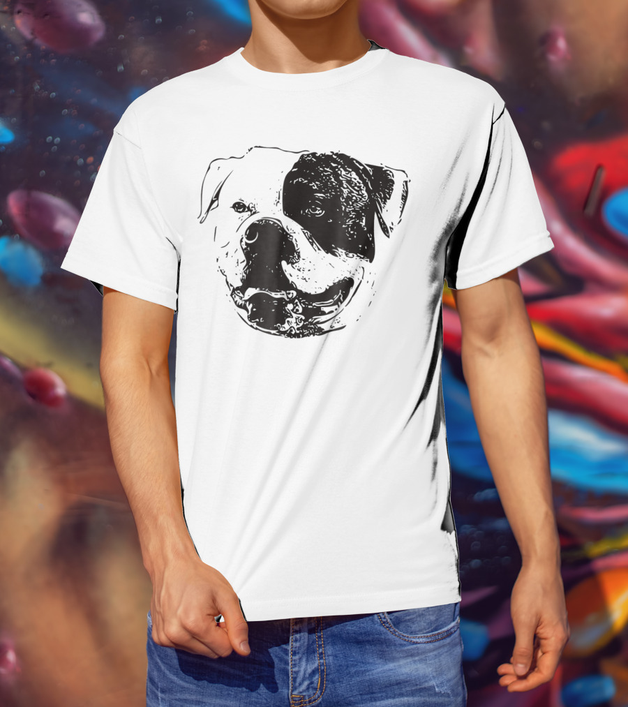 American Bulldog Dog Mom Or Dad Face T-Shirt