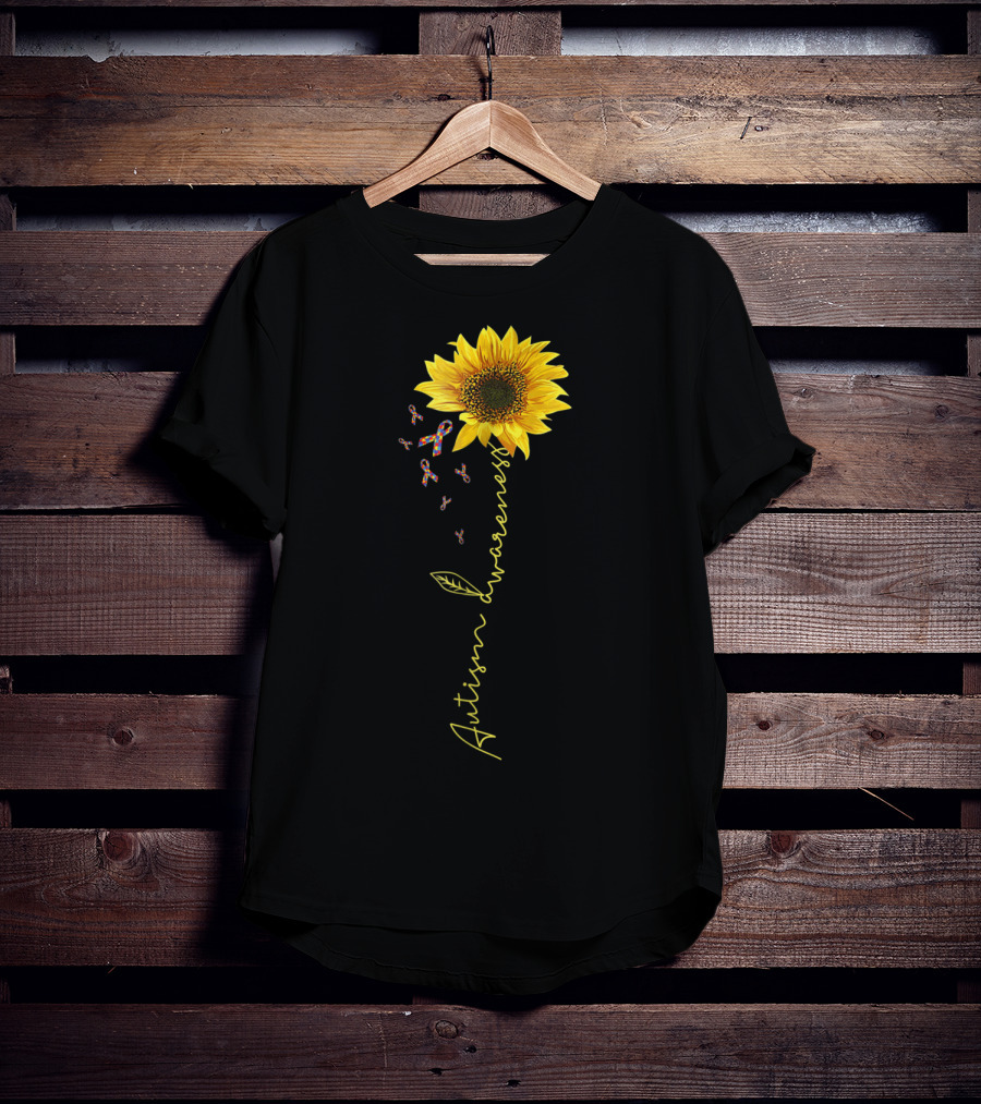 Autism Awareness Sunflower Puzzle Ribbon Kids69 T-Shirt