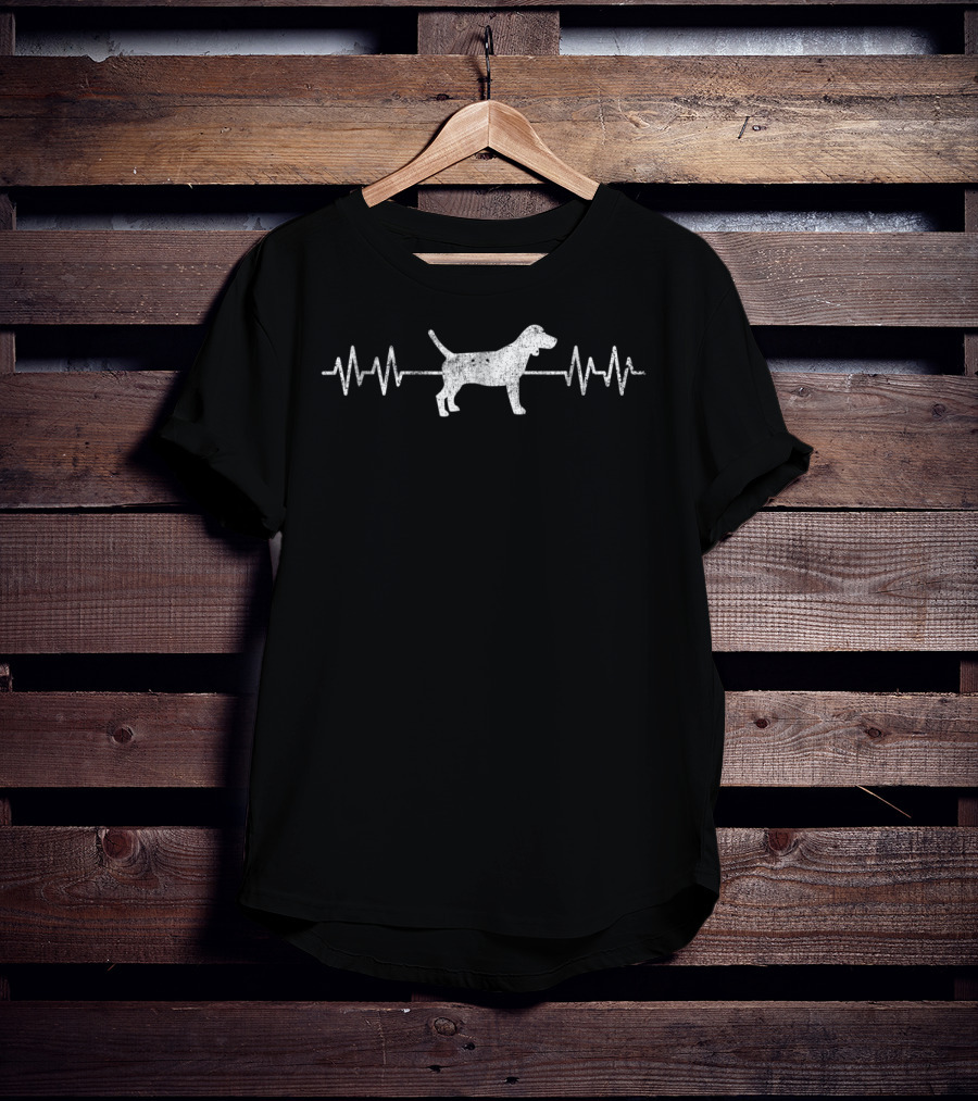 Beagle Heartbeat Dog Puppy Fur Pet Animal EKG Line T-Shirt
