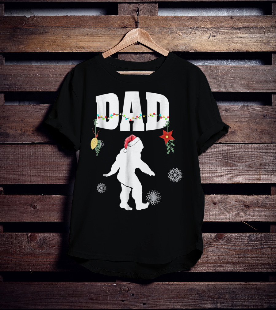 Dad Bigfoot Santa Christmas Family Matching T-Shirt