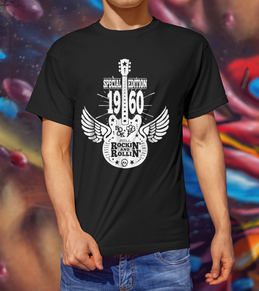 Special Edition 1960 Vintage Classic Rock And Roll Winged Guitar T-Shirt