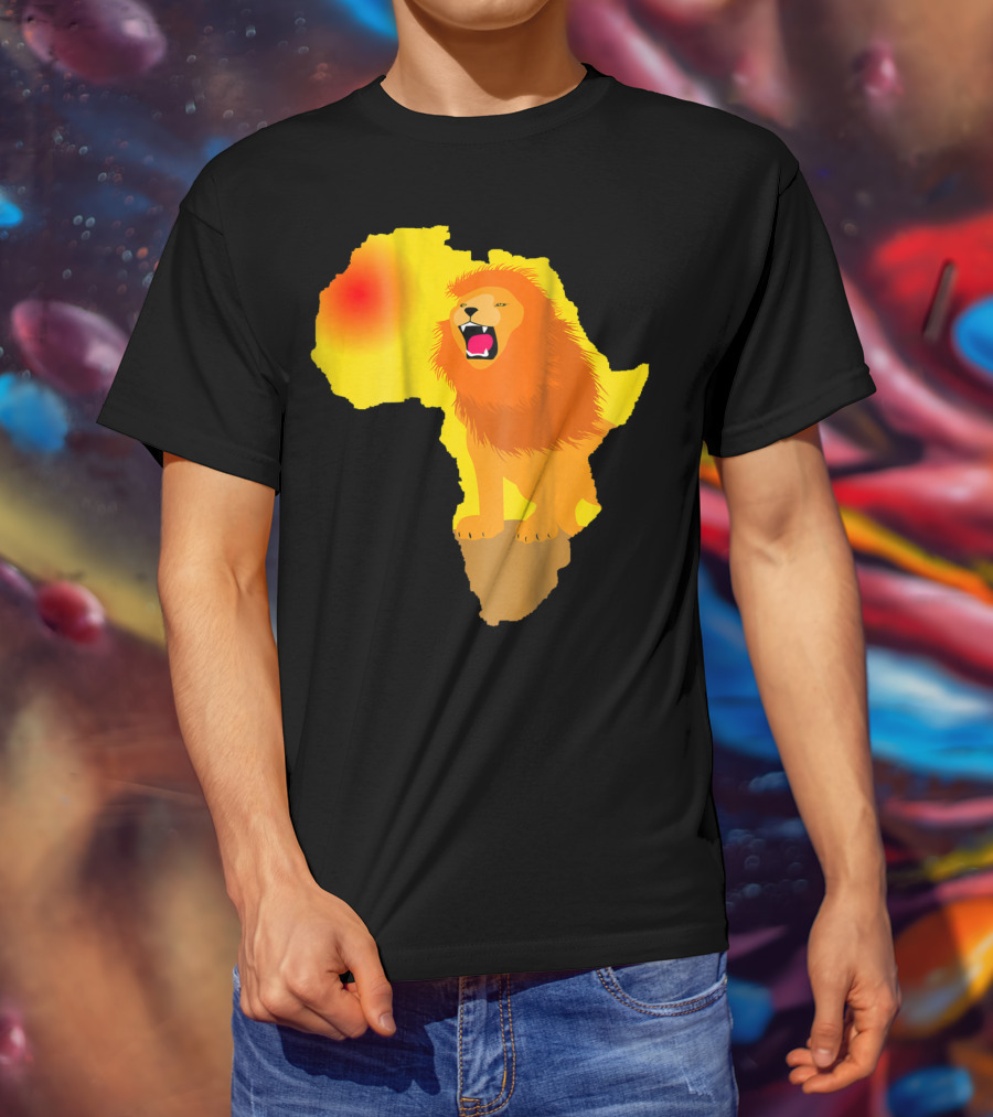 Africa Lion Map Big Five Safari Dad South Animals T-Shirt