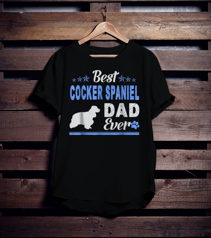 Best Cocker Spaniel Dad Ever With Paw And Stars T-Shirt