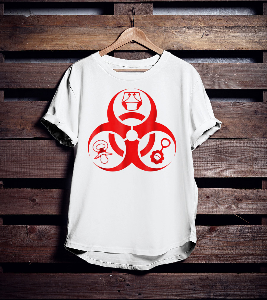 Biohazard Symbol Diaper New Dad Funny First Time Dad Pacifier Rattle T-Shirt
