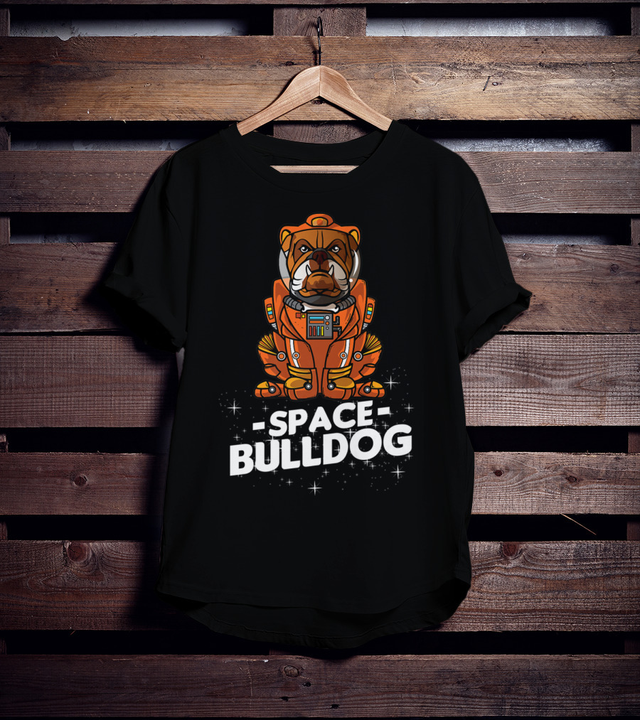 Space Bulldog In Astronaut Suit T-Shirt