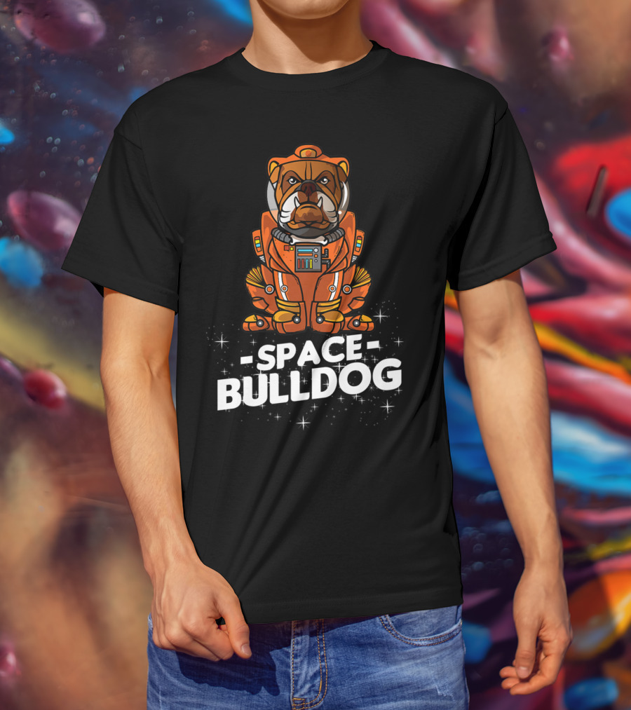 Space Bulldog In Astronaut Suit T-Shirt