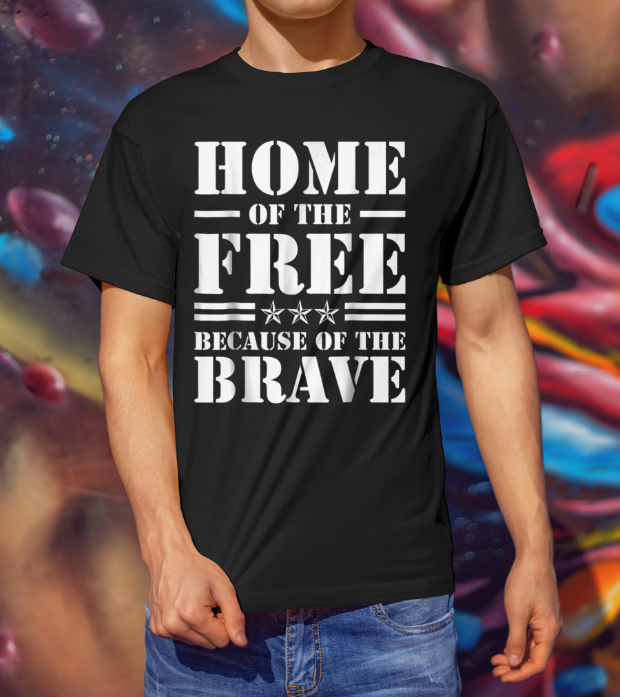 Home Of The Free Because Of The Brave Club Iraq USA Dad Grandpa Veterans Day T-Shirt
