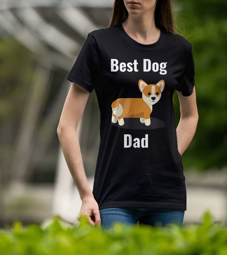 Best Dog Dad Corgi Cartoon T-Shirt