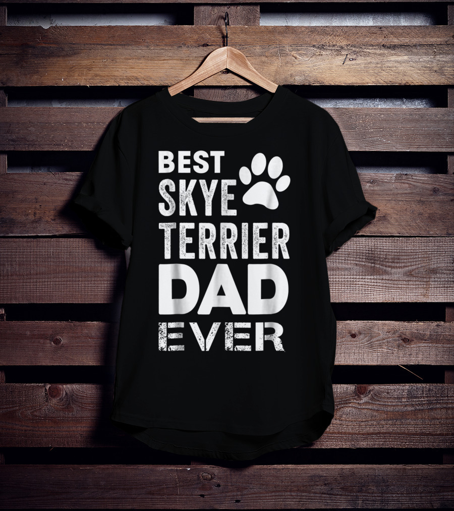 Best Skye Terrier Dad Ever With Paw Prints T-Shirt