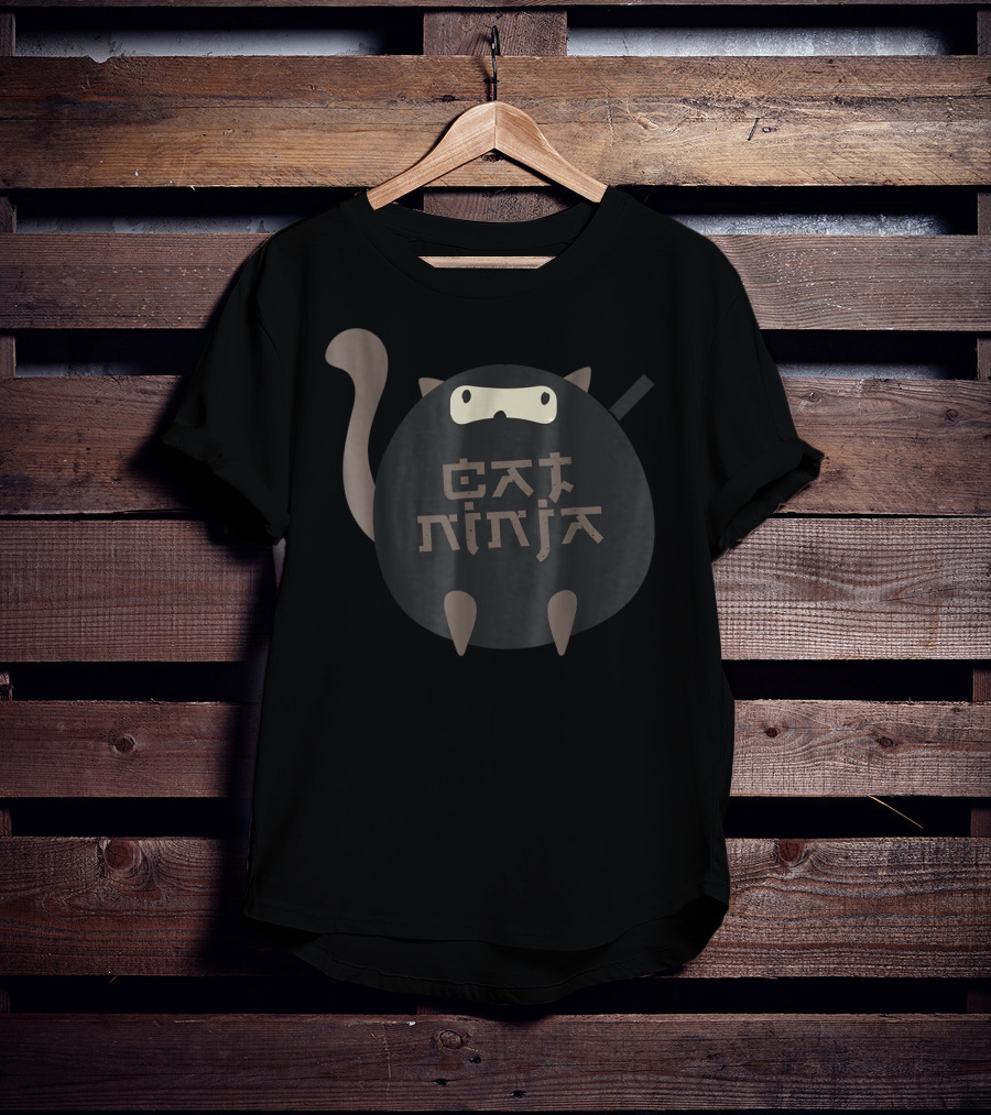 Cat Ninja Cat Dad40 Ninja Mask Playful Feline T-Shirt