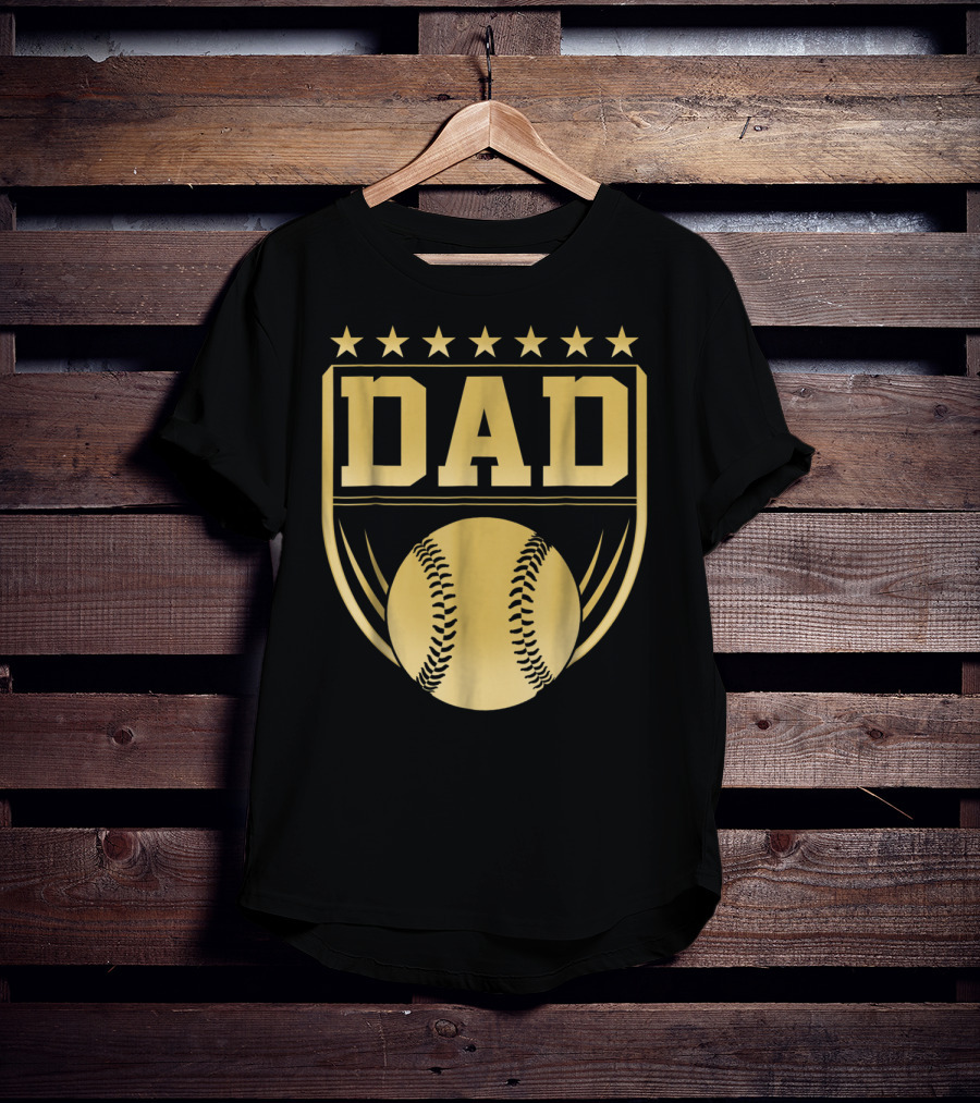 Golden Shield Baseball Dad Medal 76 T-Shirt