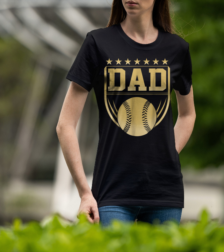 Golden Shield Baseball Dad Medal 76 T-Shirt
