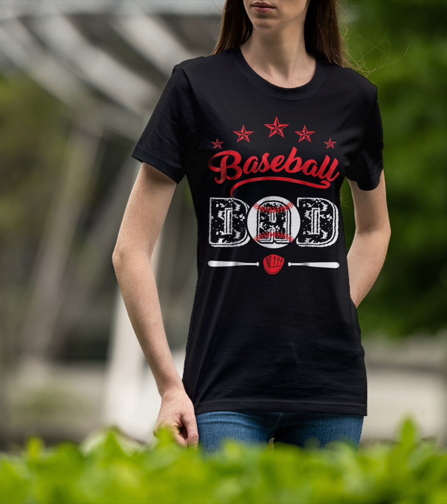 Baseball Dad Stars And Bats T-Shirt
