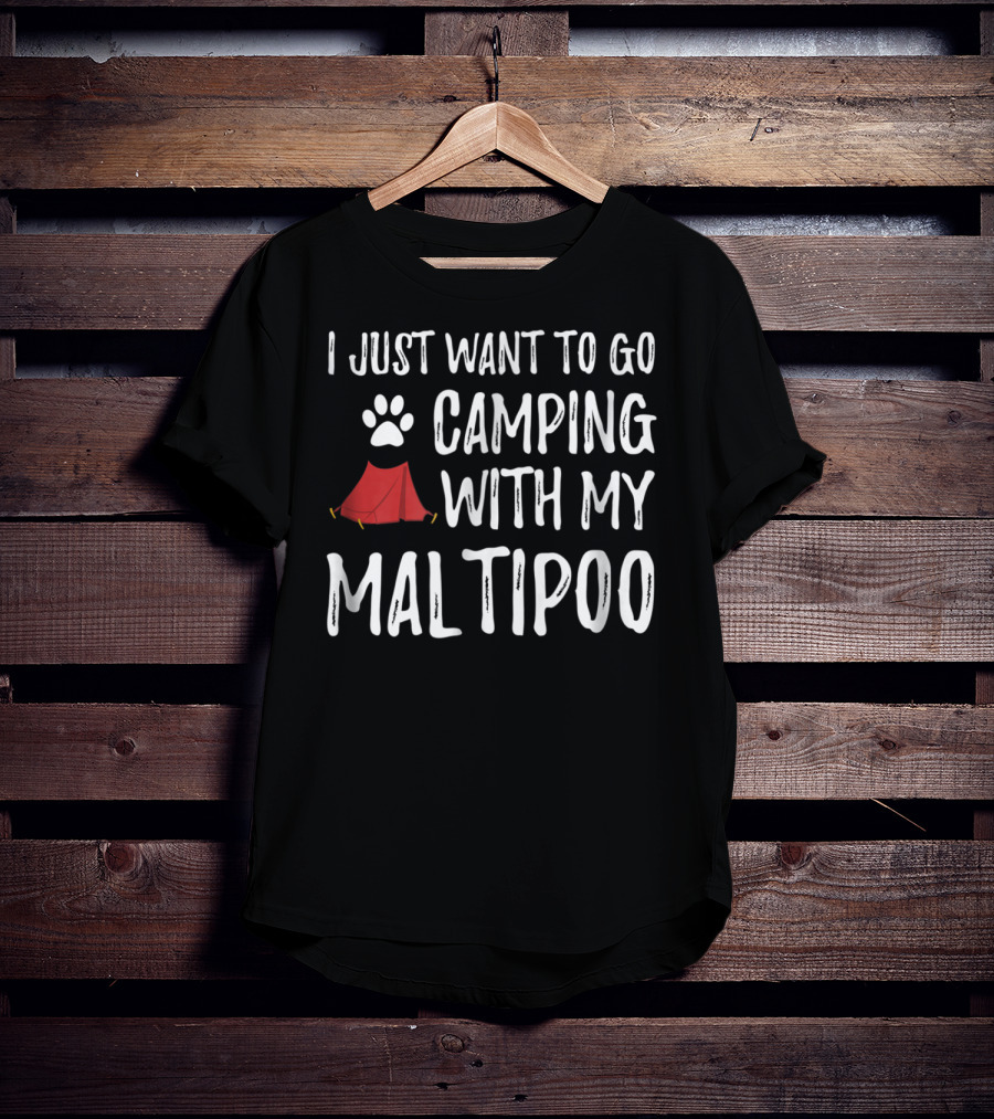 Camping With My Maltipoo For Funny Dog Mom Or Dog Dad Camper91 T-Shirt