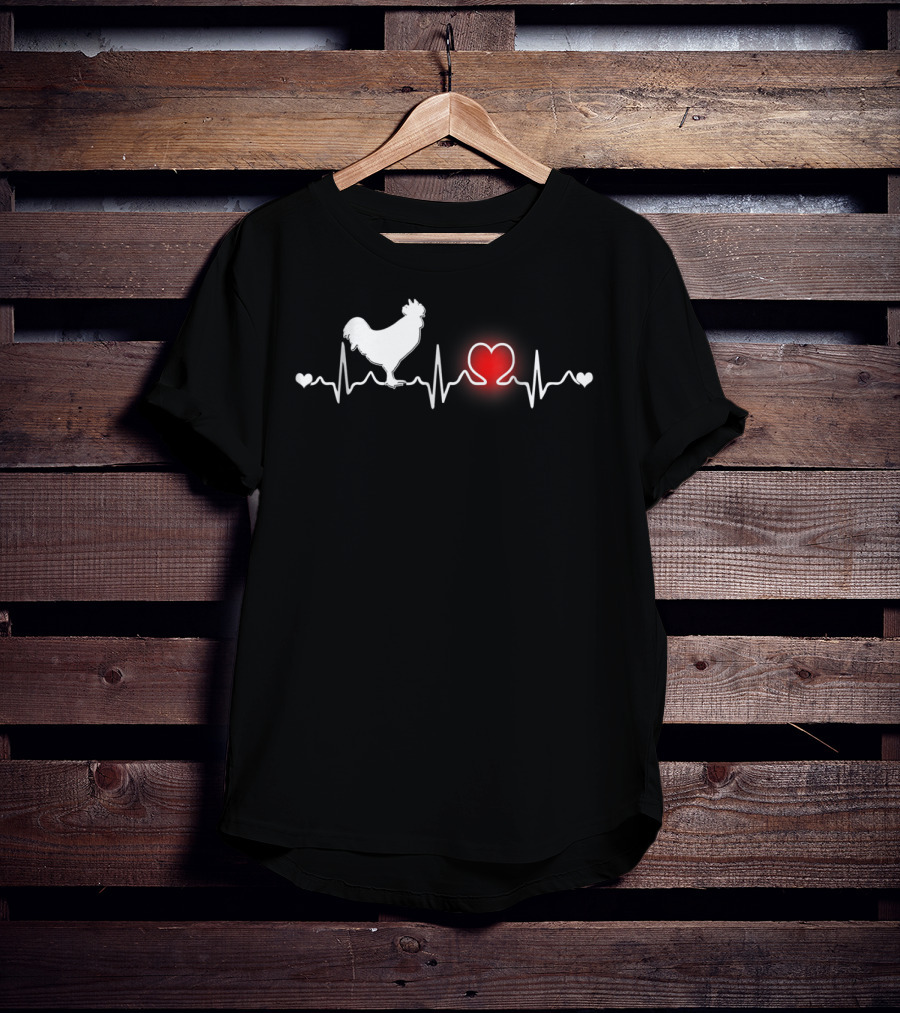 Chicken Girls Boys Heartbeat Rooster Love T-Shirt