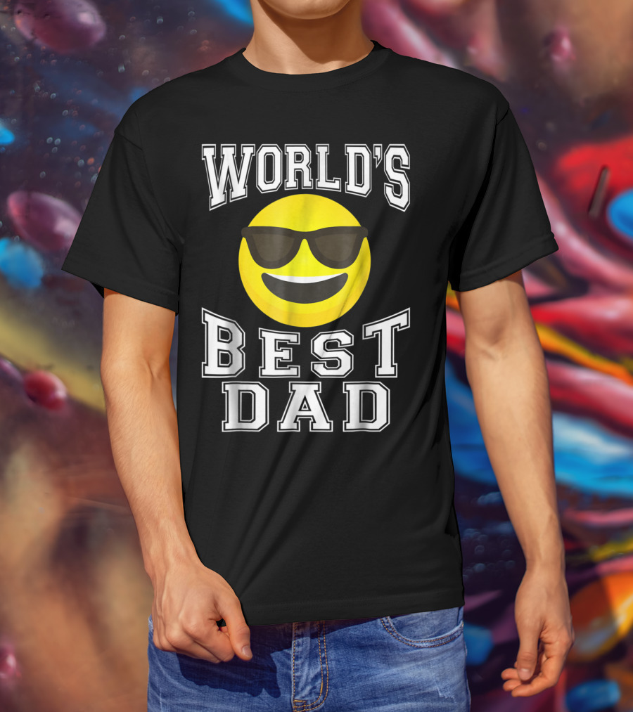 World's Best Dad Cool Emoticon T-Shirt