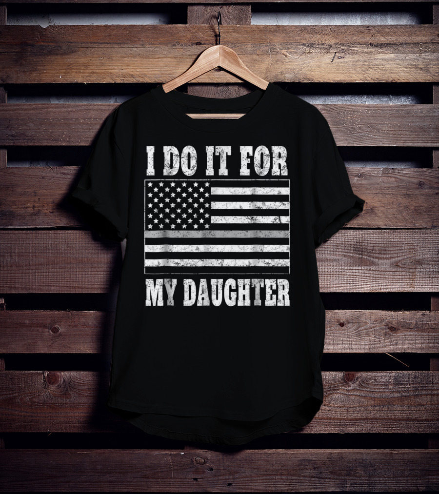 Corrections Officer Dad Thin Gray Line I Do It For My Daughter American Flag T-Shirt