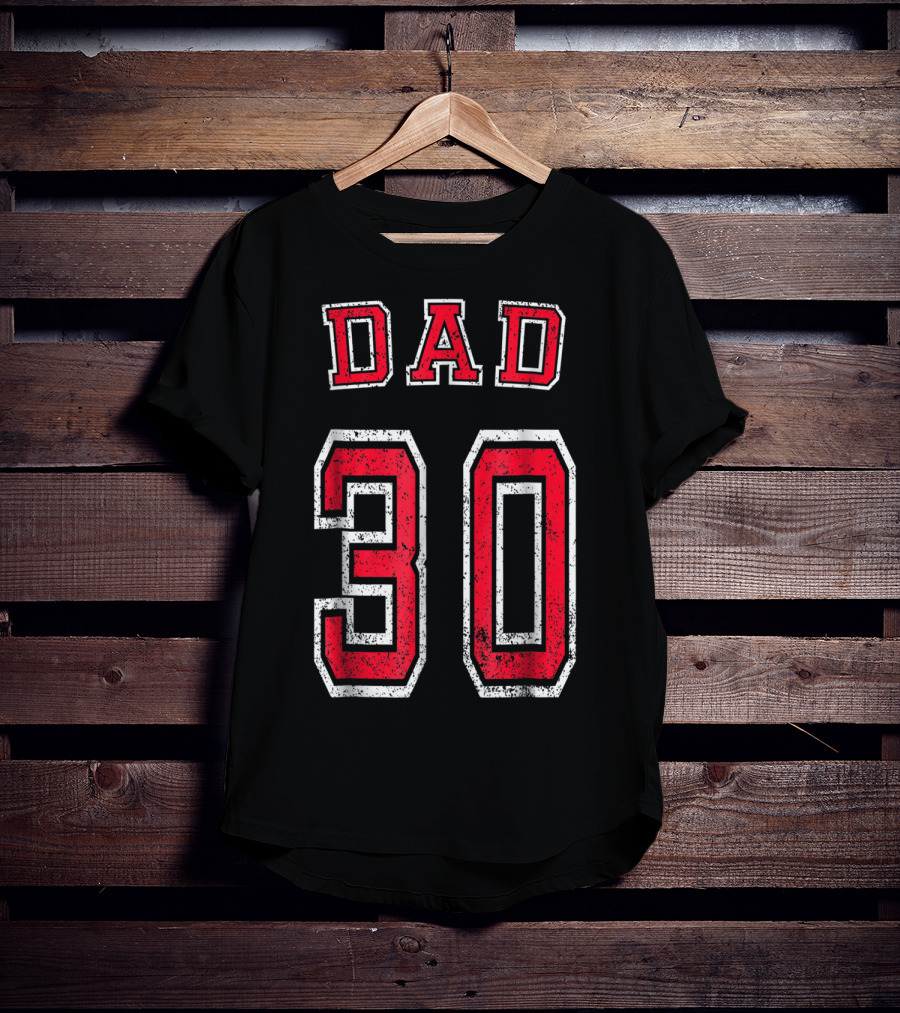 Dad 30 Distressed Football Birthday T-Shirt