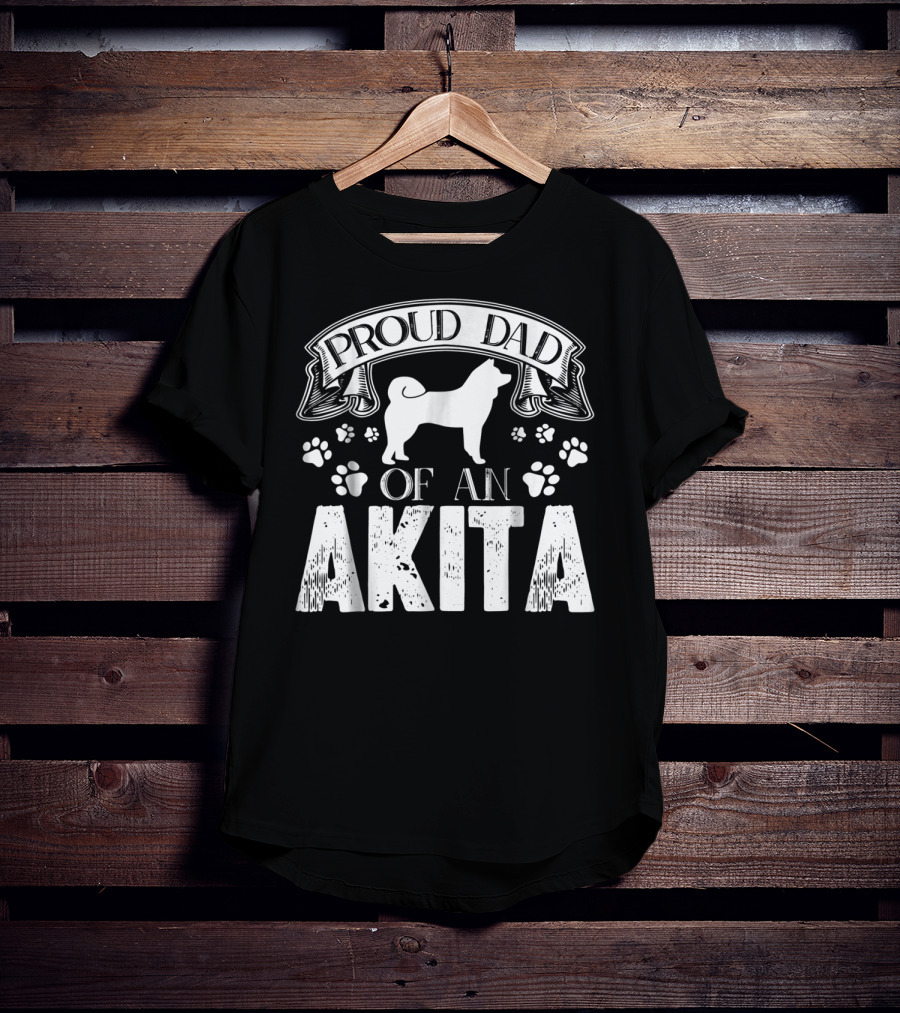 Proud Dad Of An Akita Dog Lover Paw Prints T-Shirt