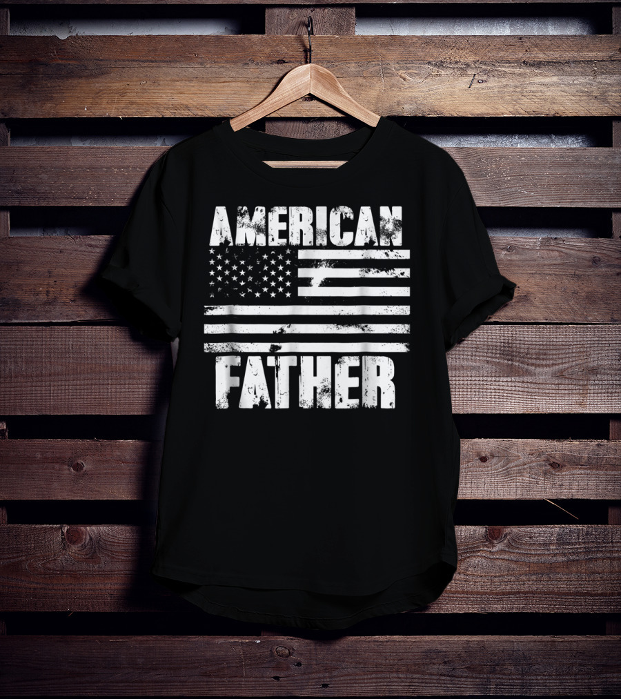 American Father Vintage US Flag Patriotic Dad T-Shirt